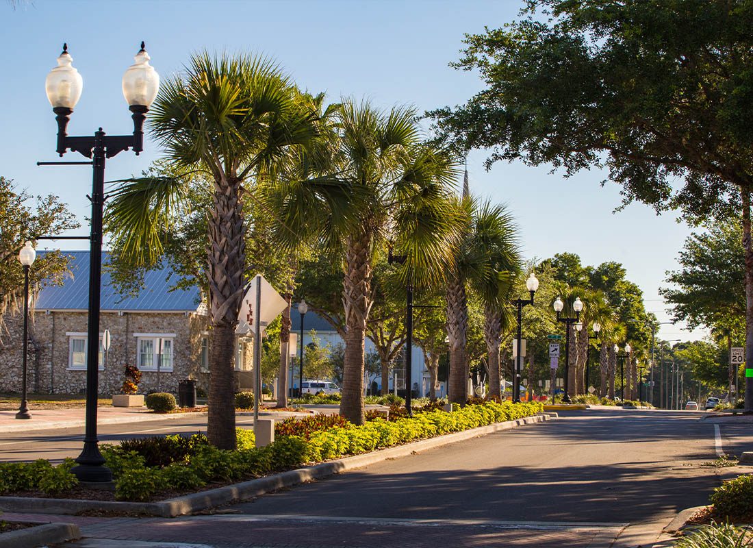 About Our Agency - A Street View of Downtown Zephyrhills, FL on a Sunny Afternoon