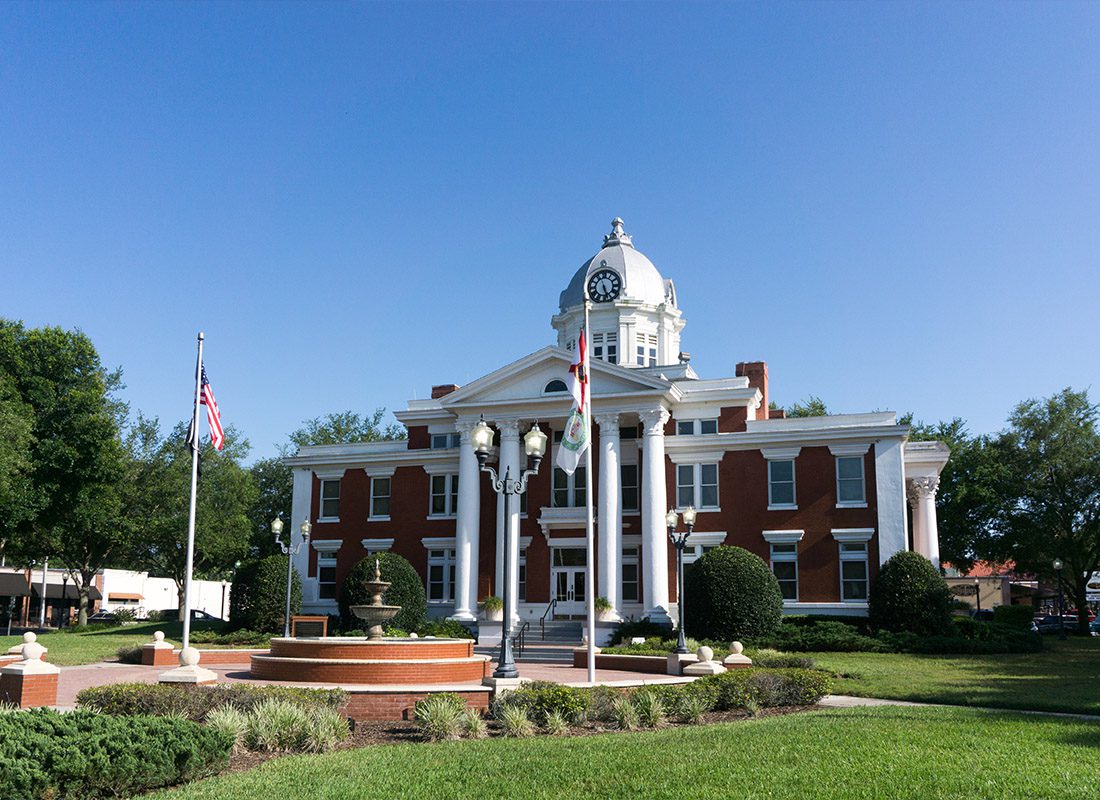 Dade City, FL - Dade City Government Building on a Clear Sunny Day